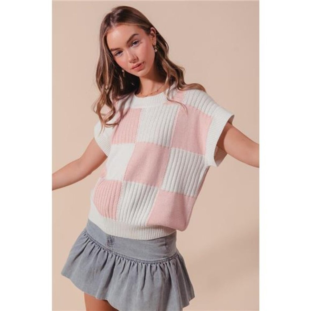 SO ME Check Plaid Casual Sweater‎ Top